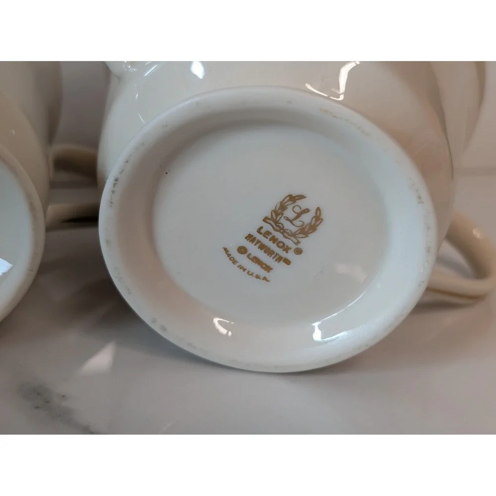 Lenox Hayworth Ivory Porcelain Sugar Bowl with‎ Lid and Creamer Set Gold Trim